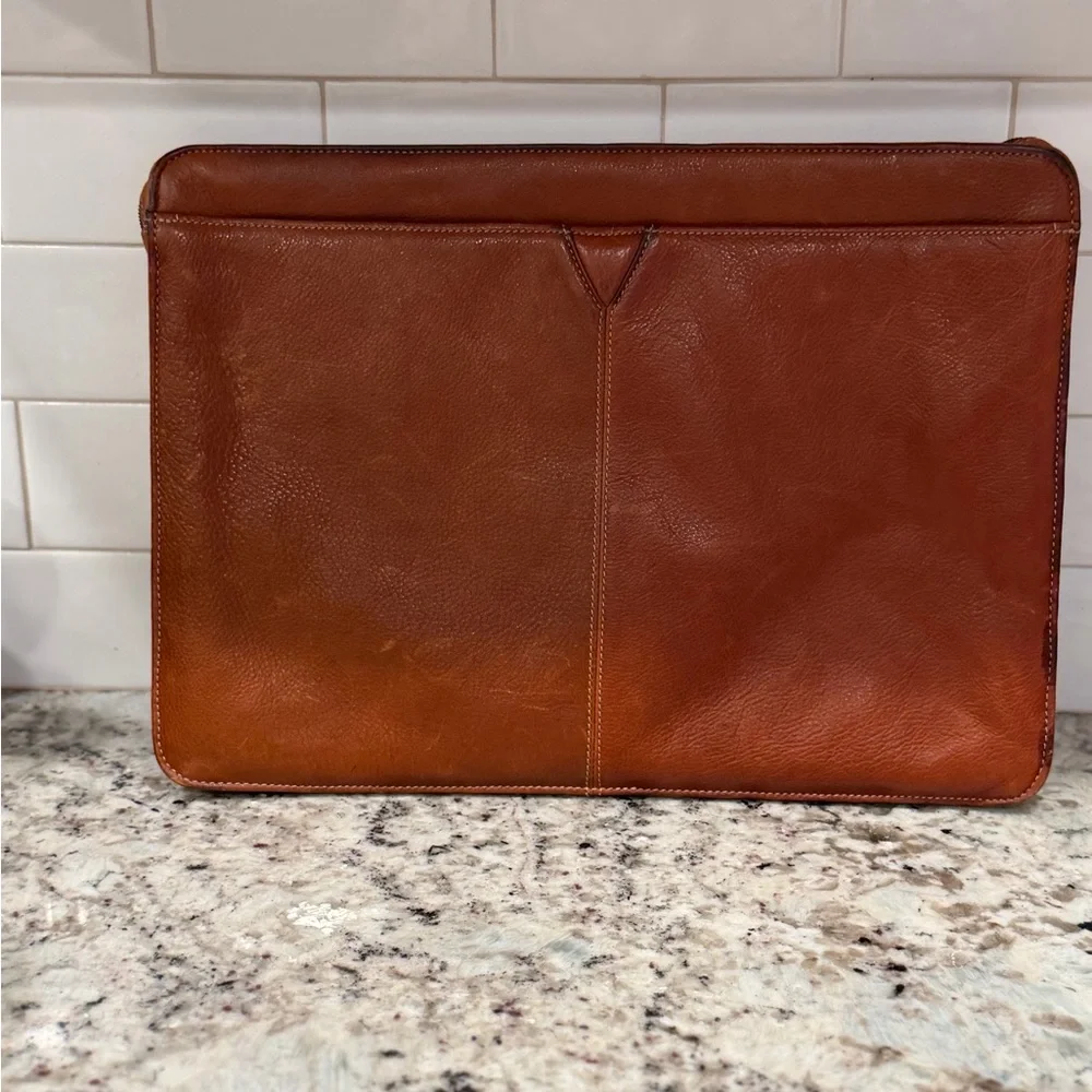 Johnston & Murphy Tan Leather Laptop Bag